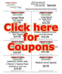 Jerry's Pizza: Martinsville VA | (276) 638-3990